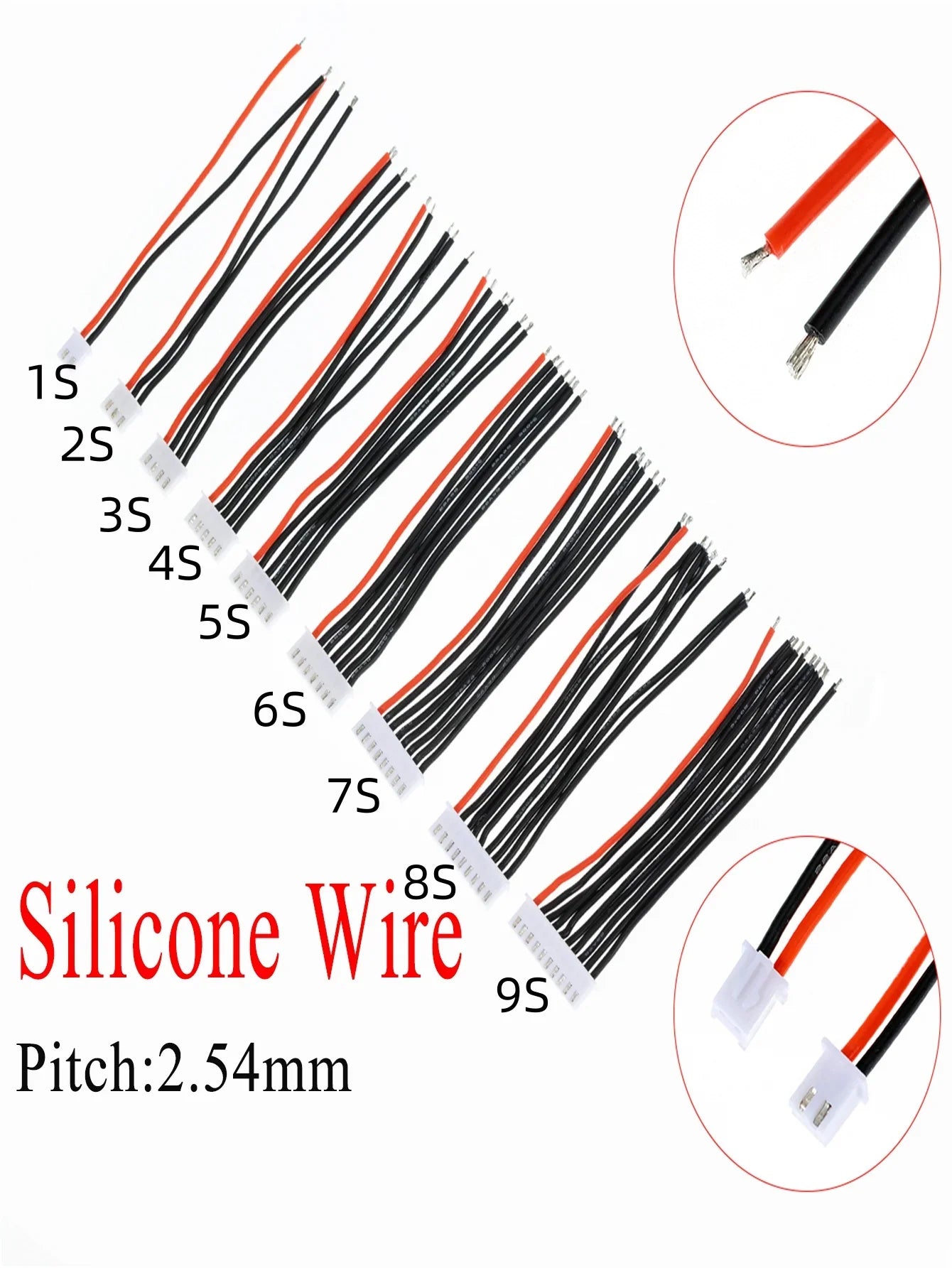 5pcs JST-XH 22AWG Silicone Wire Extension β Lipo Balance Charger Cable for RC Batteries (1/2/3/4/5/9S)