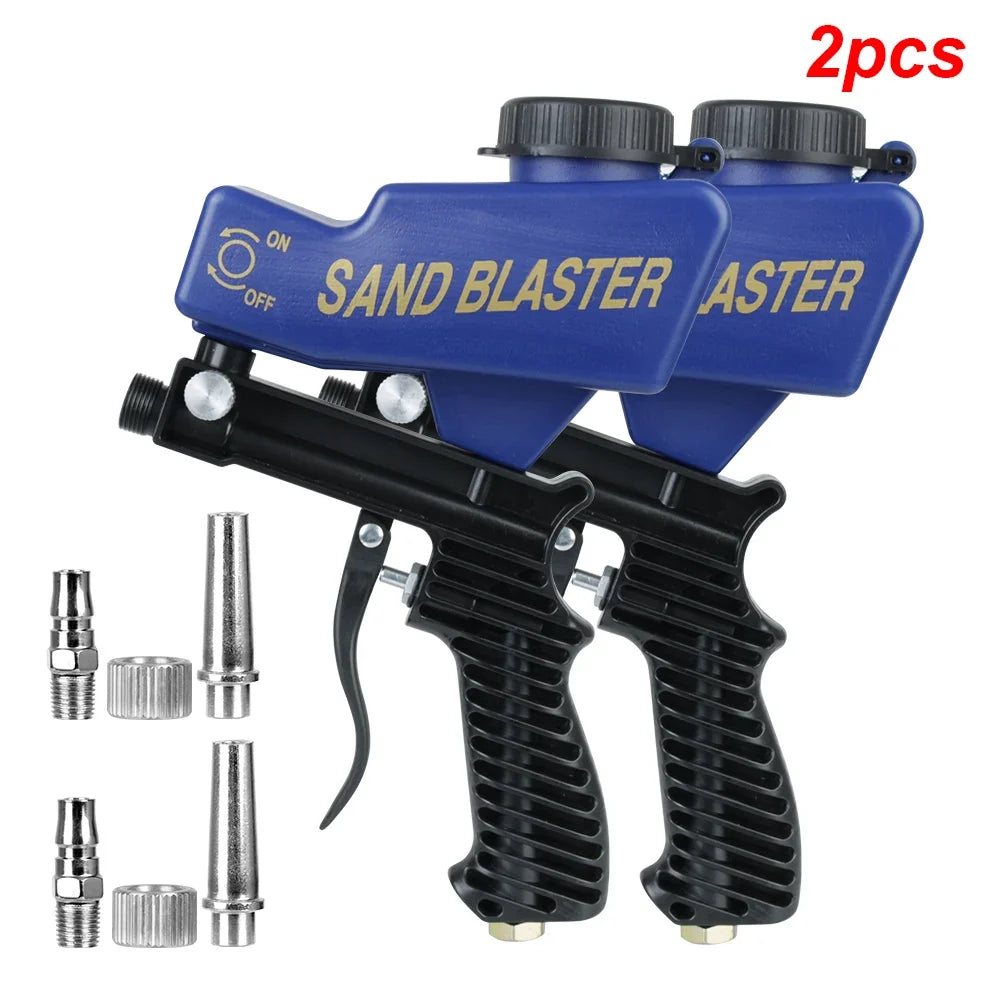 Gravity Feed Pneumatic Sandblasting Gun Set - Adjustable Rust & Paint Blasting Tool