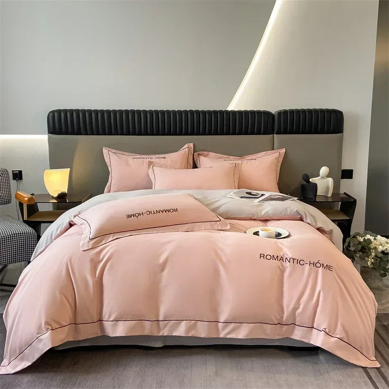 Pure Cotton Long Staple Bedding Set - 4PCS, Matte Bed Sheet & Duvet Cover, All Cotton
