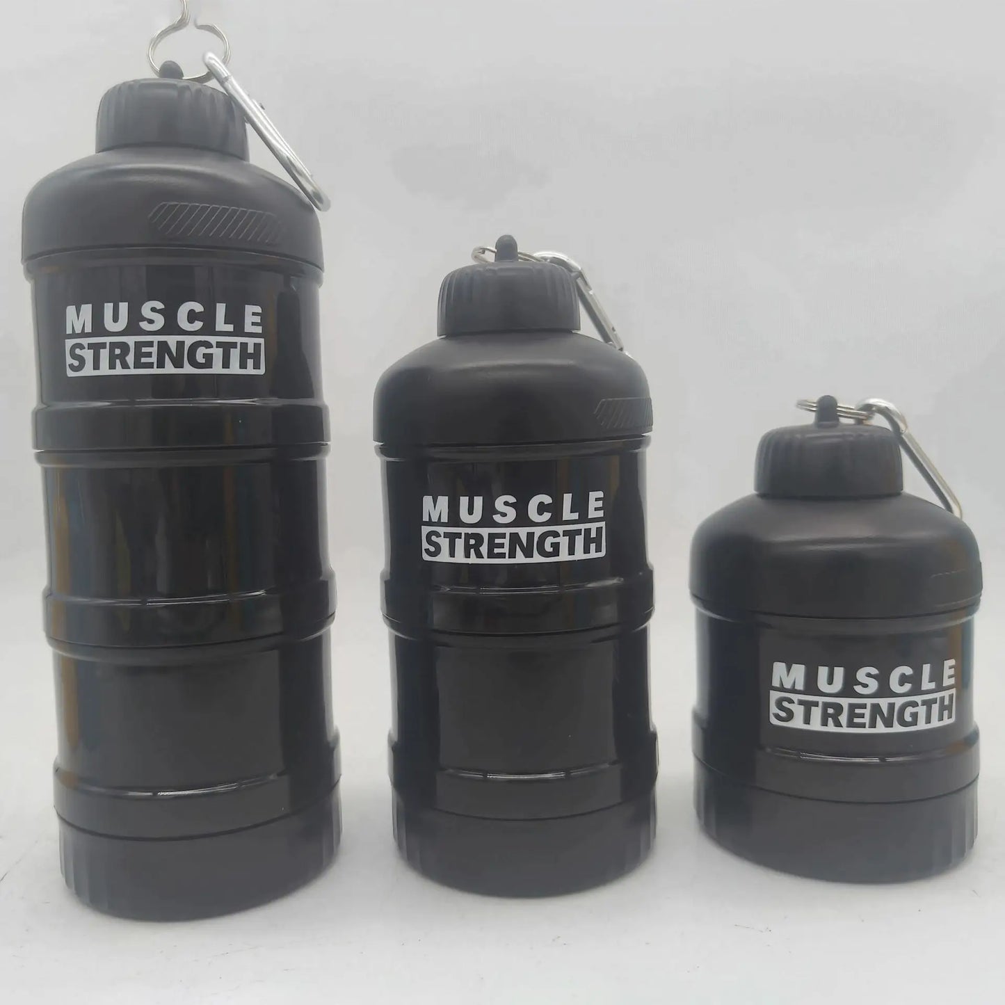 3-Layer Portable Protein Powder Box – Fitness Supplement Storage with Funnel & Handle