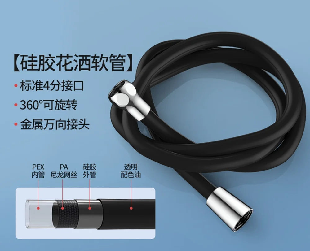 Silicone Flexible Shower Hose 1.5/2/3M – Anti-Winding High Pressure Extension Tube Bathroom Faucet Accessory