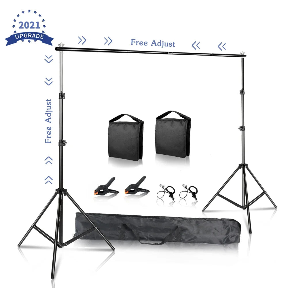 Photography Backdrop Stand Kit - Adjustable Photo Studio Background Support System with Carry Bag for Green Screen & Backdrops