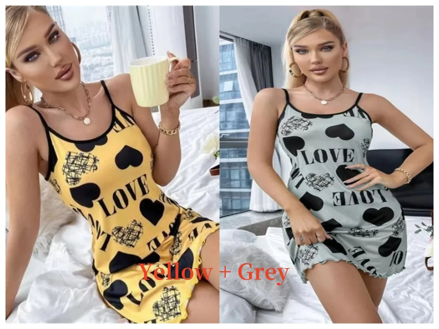 Women’s Cute Cartoon Nightgown - Sexy Halter Back Summer Pajamas & Home Wear Short Dress