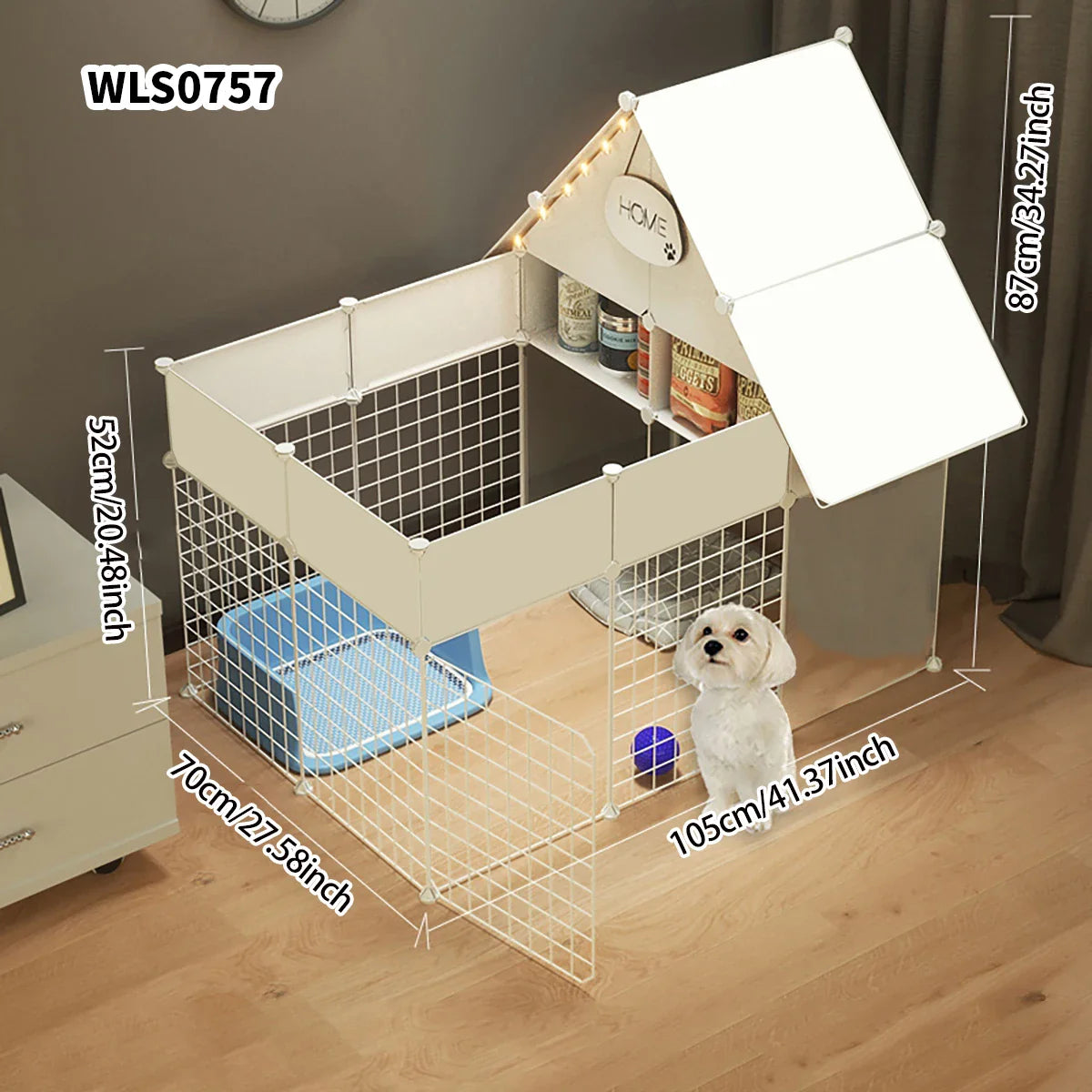 Pet Indoor Dog Fence – Small & Medium Dog House Kennel with Isolation Door