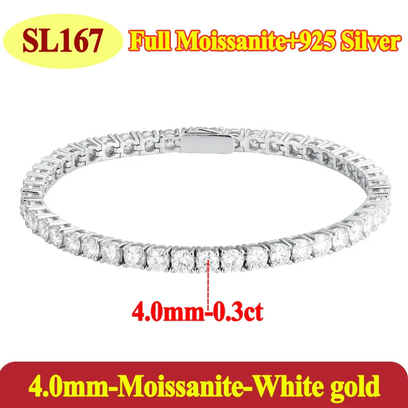 Luxury GRA Certified Moissanite Tennis Bracelet – 925 Sterling Silver Gold Plated Couple Jewelry (2-5mm)