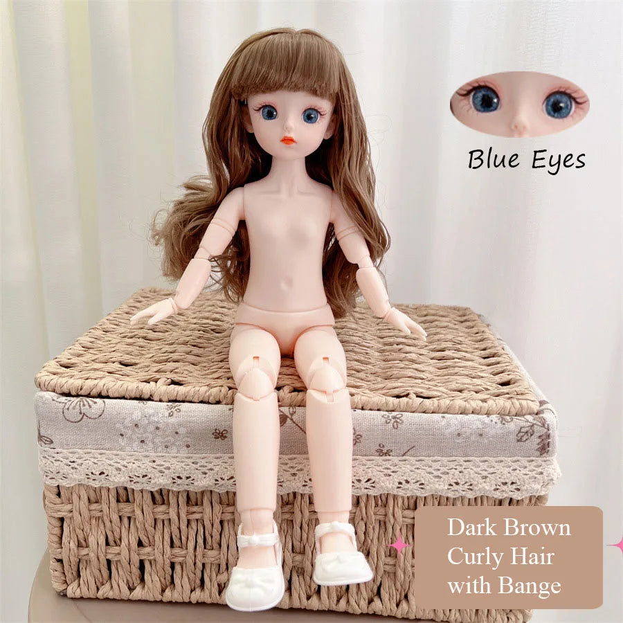BJD 30cm Nude Doll – 1/6 Haploid Figure with Removable Joints & 3D Colorful Eyes, Birthday Gift for Girls