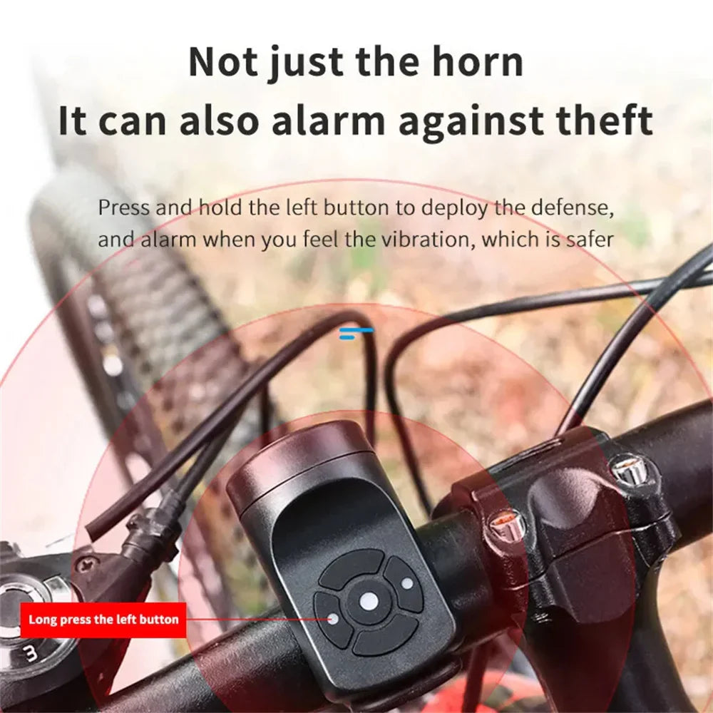 USB Rechargeable Electric Bike Bell & Motorcycle Horn – 4 Modes Mountain Bicycle Anti-Theft Alarm Cycling Accessory with Loud Sound Alert