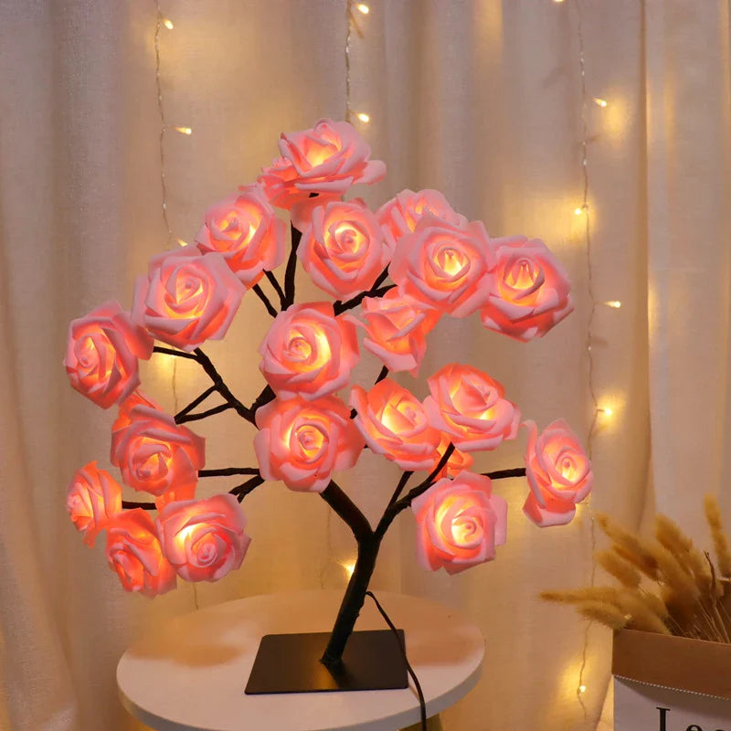 36/108 LED USB Table Lamp – Rose String Lights, Tree Night Light for Girls, Party, Camping & Summer Home Decor