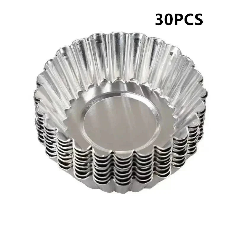 Reusable Non-Stick Aluminum Egg Tart Mold – Flower Shape Cupcake, Muffin, Pudding & Jelly Baking Cup Kitchen Tool