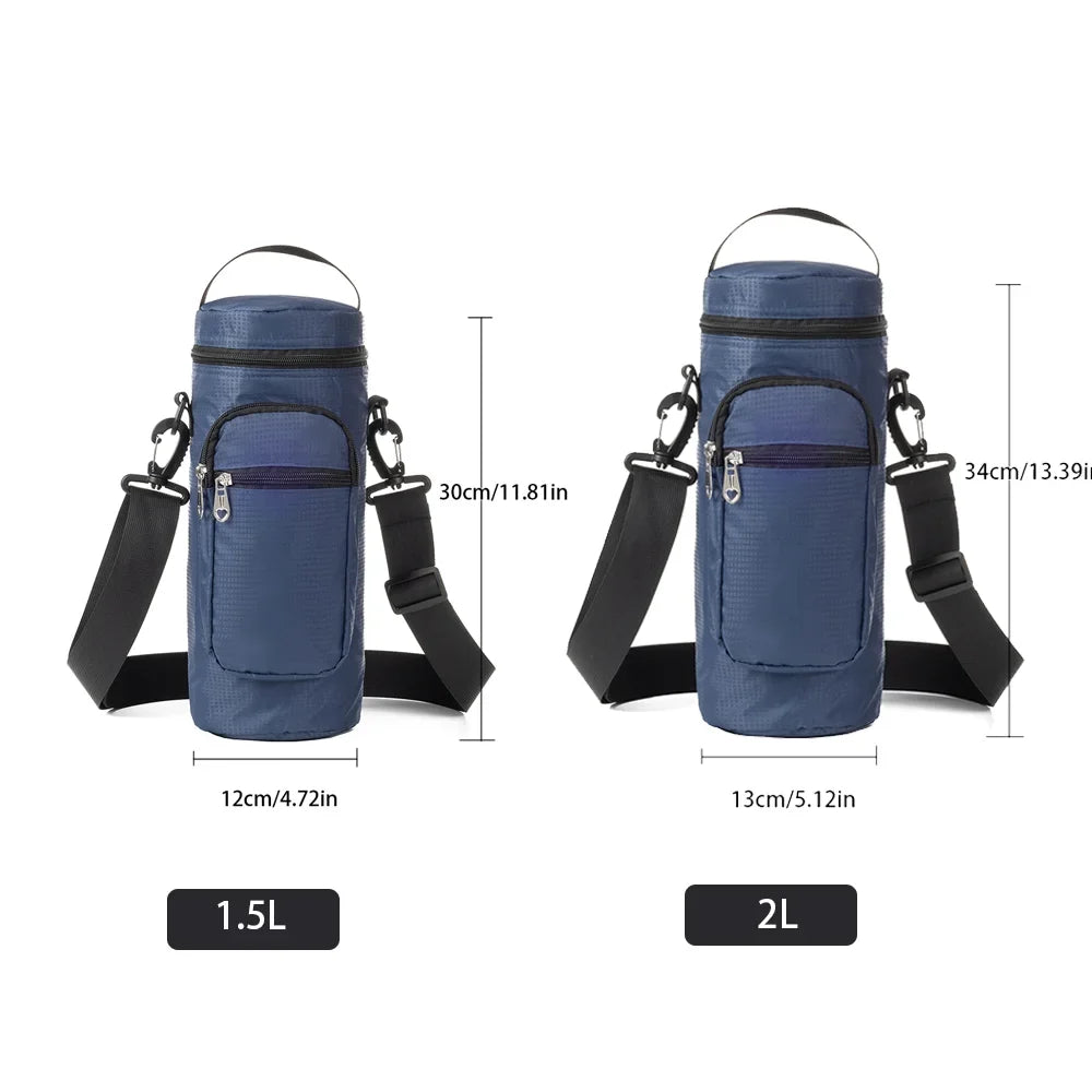 1L/2L Insulated Water Bottle Cooler Bag - Oxford Cloth Refrigerated Storage Pouch for Travel, Hiking & Climbing