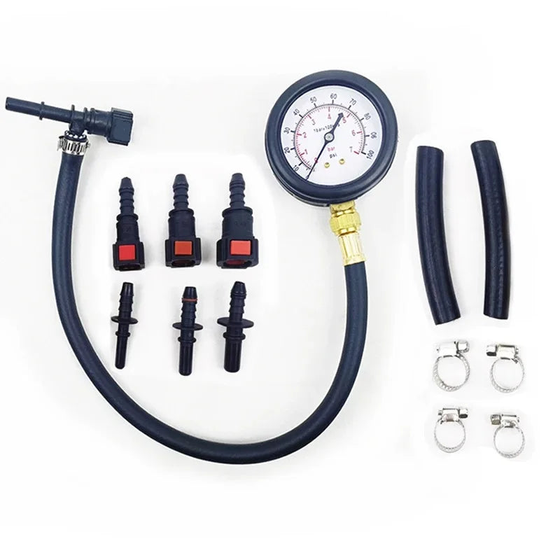 Car & Motorcycle Fuel Pressure Gauge Tester – 0-100 PSI Gasoline System Tool with Valve, 63mm/78.9mm/94.9mm
