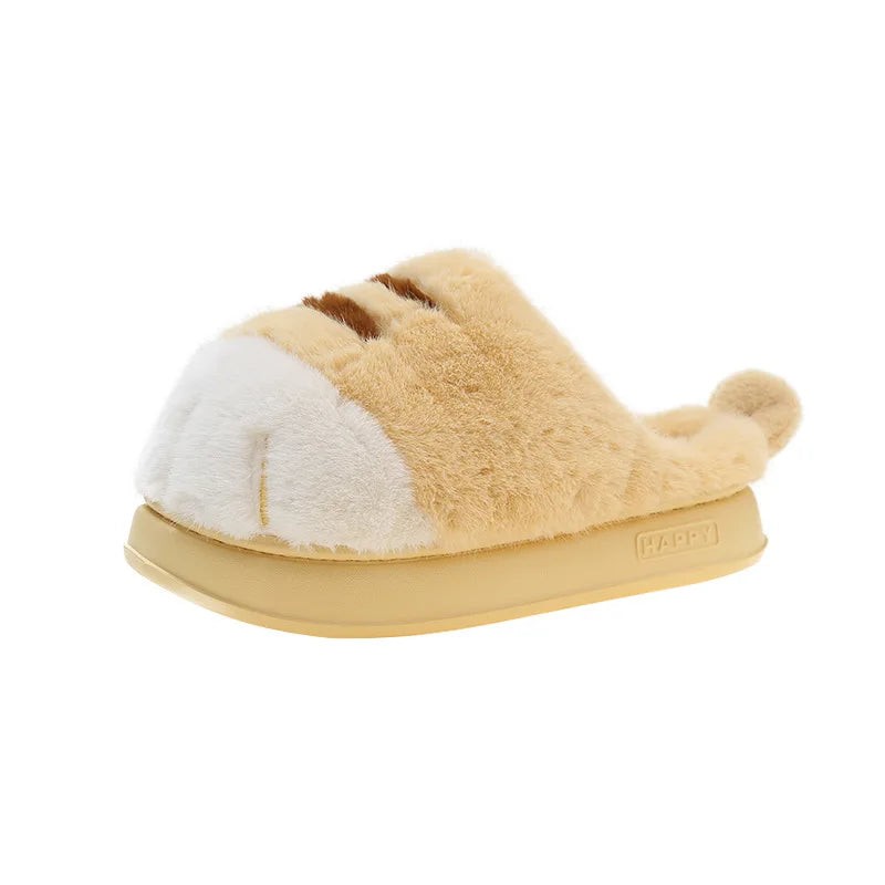 Adorable Kitty Claw Slippers for Women – Non-Slip Furry Mules, Warm Fluffy Cat Slides