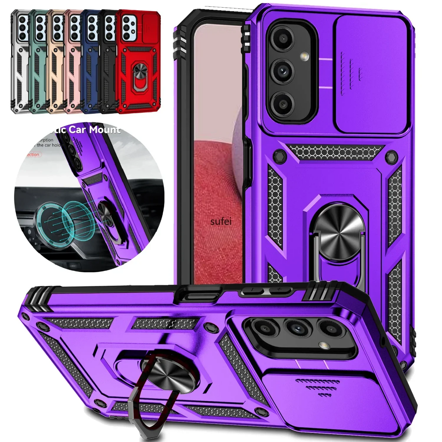 Rotating Camera Lens Armor Case - Military Grade Protective Cover for Samsung Galaxy S20-S25 Series & Note Models