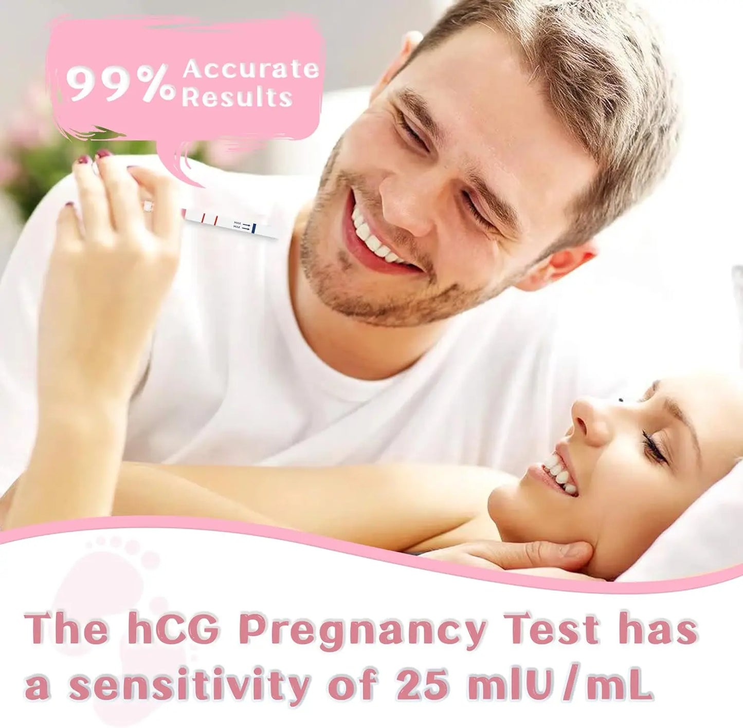 50 Pregnancy Test Strips – Early Detection HCG Tests for Women, Over 99% Accurate, Results Up to 6 Days Early