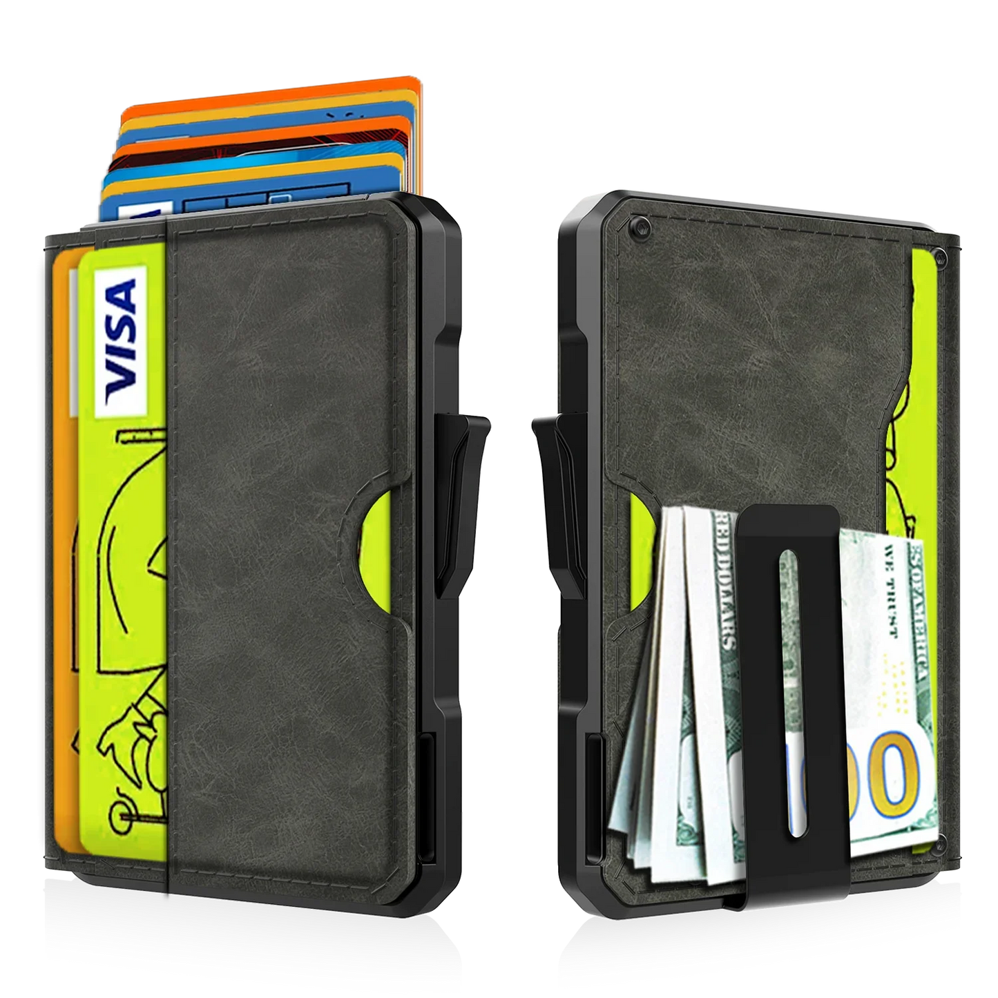 Men’s Slim Leather Wallet – RFID Blocking Bifold with Money Clip and Credit Card Slots