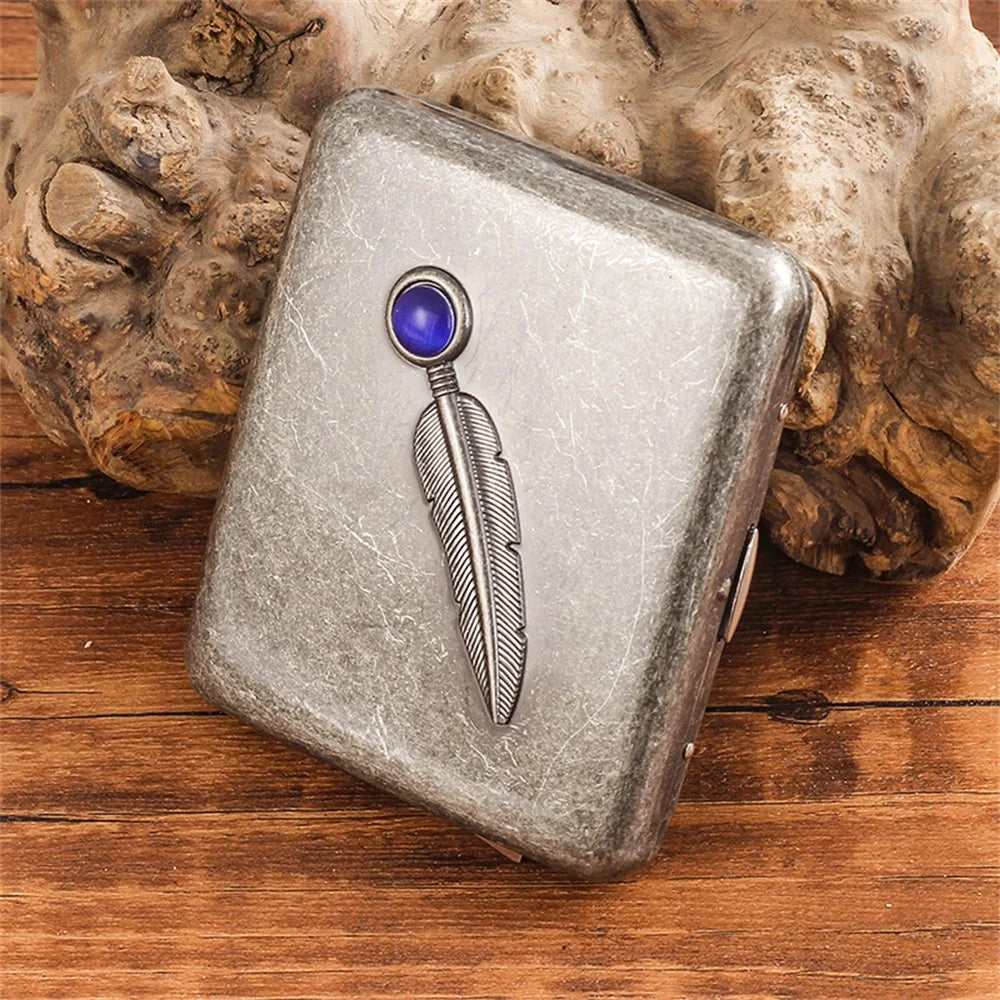 Retro Metal Cigarette Case - Portable 20-Stick Embossed Holder, Anti-Pressure & Moisture-Resistant Smoking Accessory