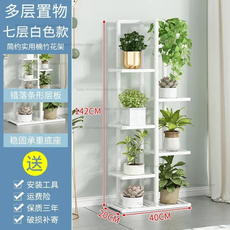 Nordic Wooden Plant Shelves - Indoor Flower Shelf for Living Room, Balcony, Garden Furniture, FYPS