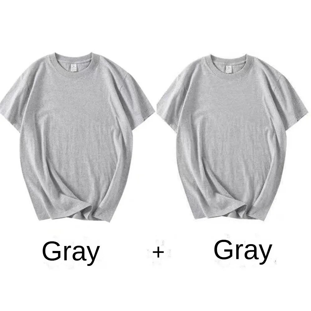 2-Pack Unisex 100% Cotton T-Shirts - Breathable Loose-Fit Short Sleeve Casual Tees
