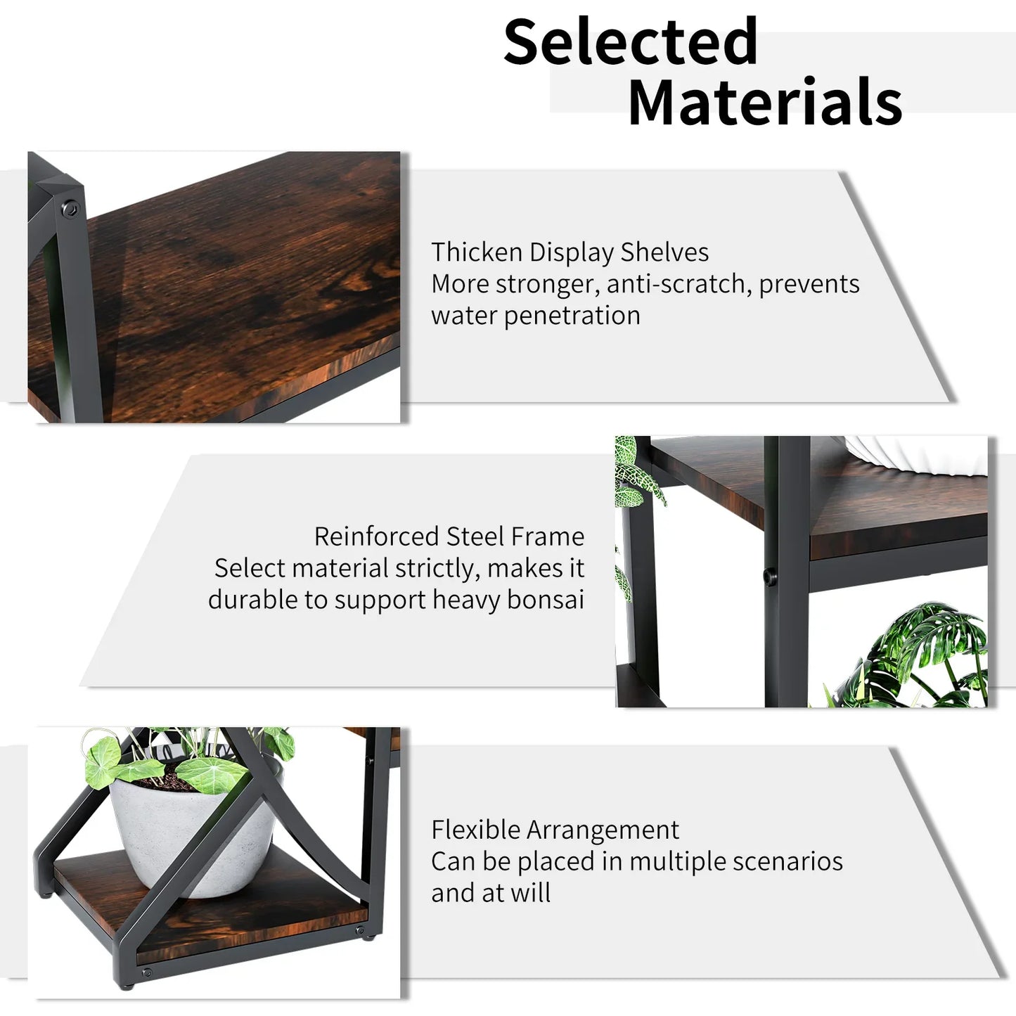 Large 5-Tier Metal and Wood Plant Stand – Flower Display Shelf and Living Room Bookshelf