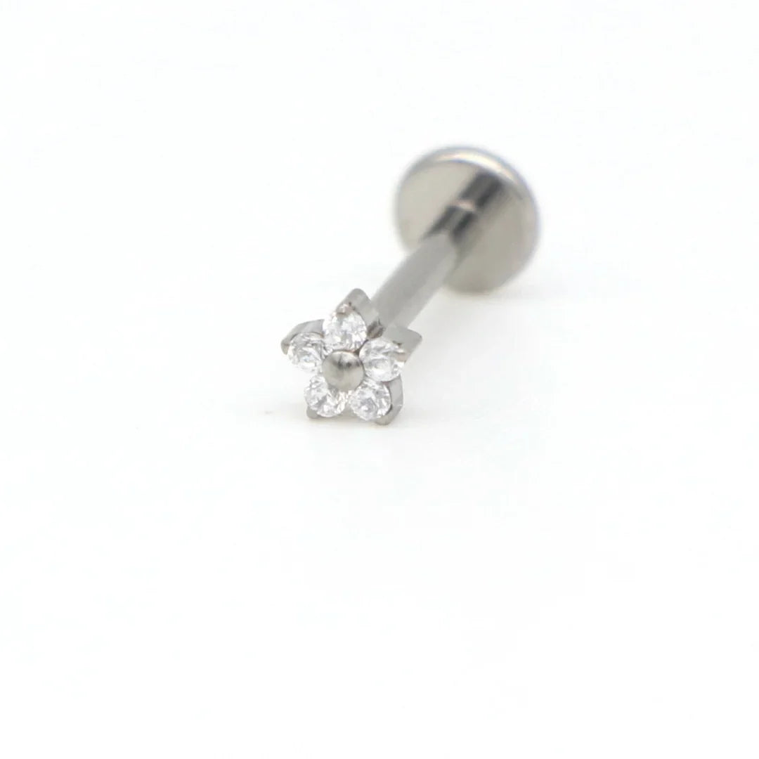 12Pcs Mini Flower Ear Studs G23 Titanium F136 16G Labret Bar Piercing Jewelry – Tragus, Helix, Daith & Lip Body Jewelry Set (3.4–5.4mm)