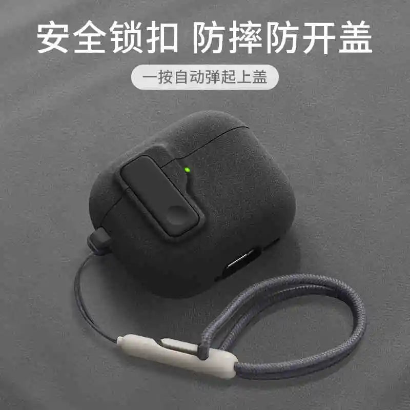 2024 New Hard Hybrid Protector Case for AirPods 4 (USB-C) — Magnetic Lid Lock Luxury Cover for Apple AirPods 4