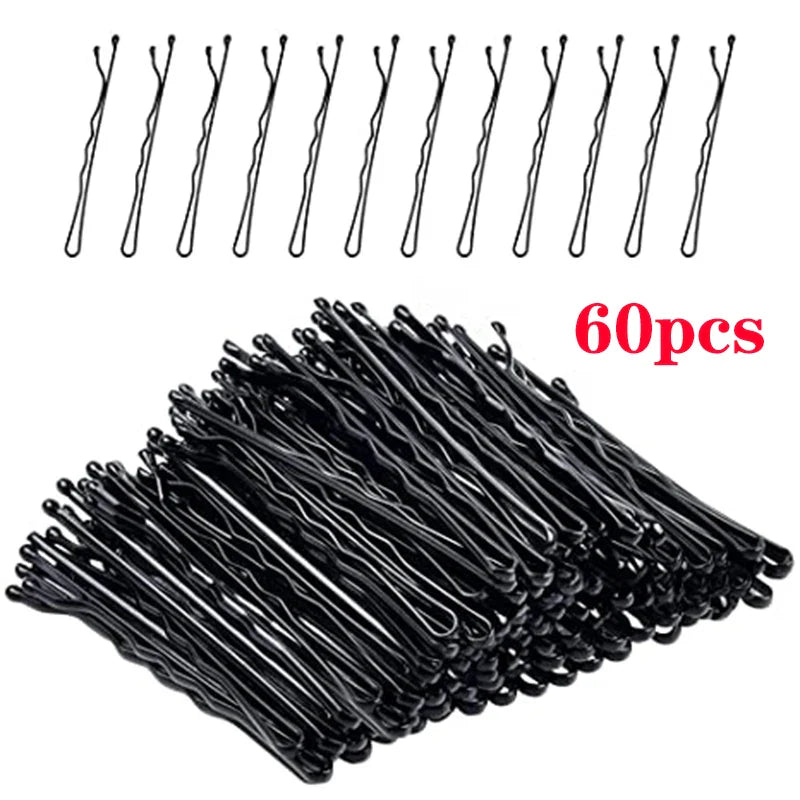 60/120pcs Black Hairpins for Women - Invisible Bobby Pins, Curly Wave Hair Clips, Bride & Lady Hairgrips