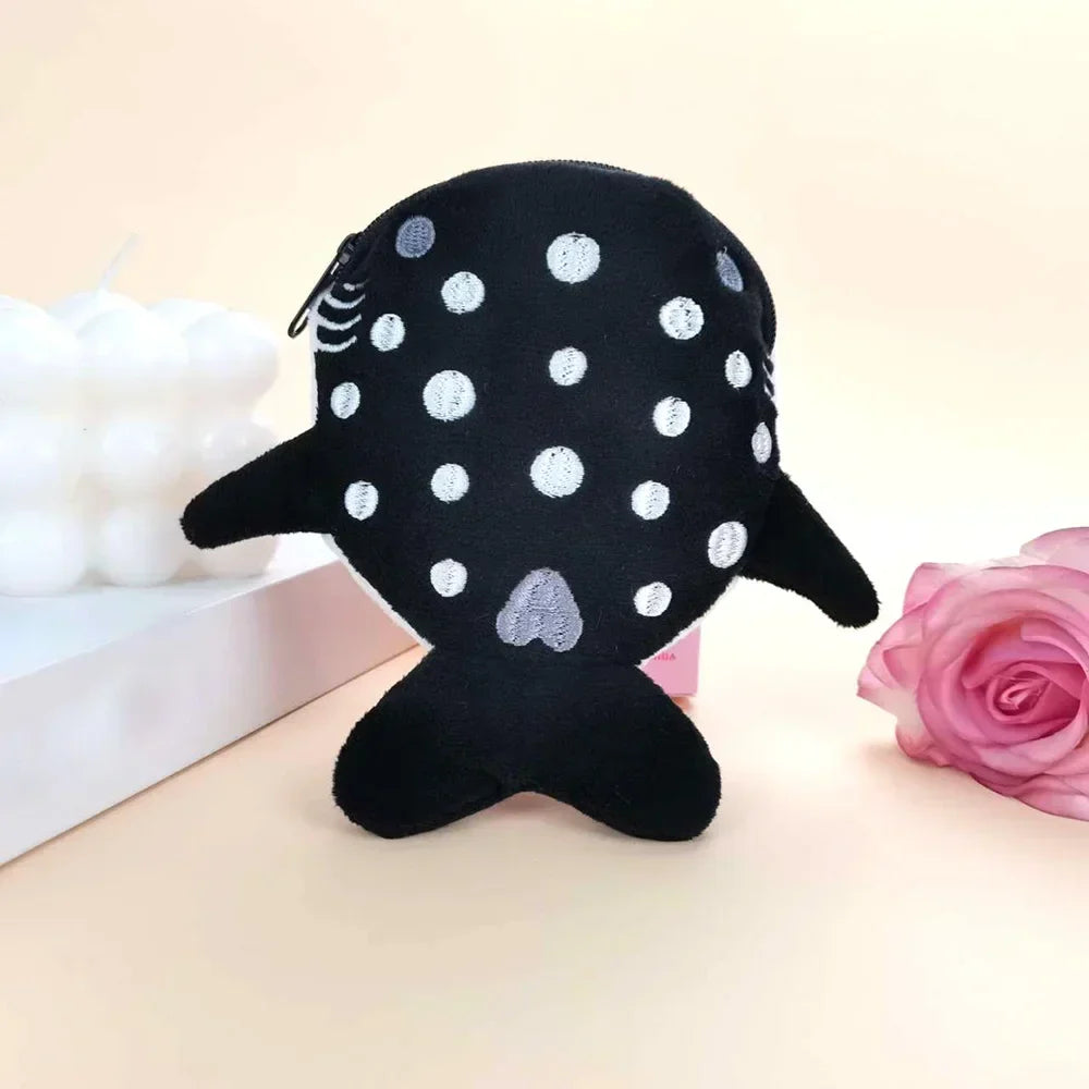 Cute Blue Shark Mini Coin Purse β Plush Zipper Wallet for Women, Key & Earphone Pouch