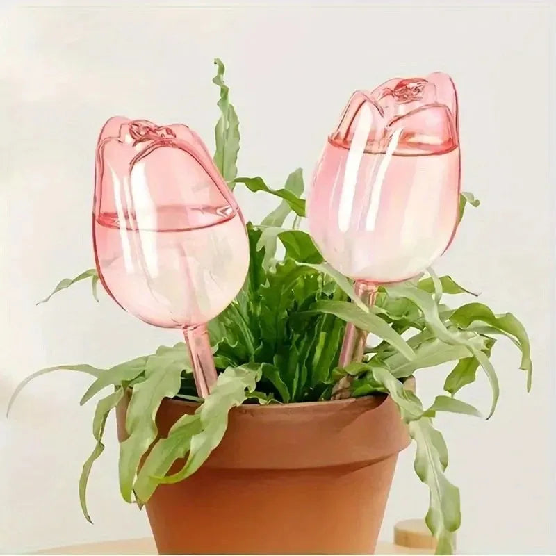 Pink Tulip Plant Watering Balls – Automatic Indoor & Outdoor Plant Drippers, Easy Self-Watering Gardening Tool