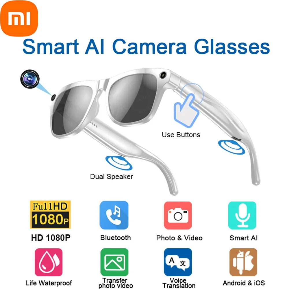 Xiaomi AI 8K Smart Glasses — 120MP Camera, Waterproof, Bluetooth Calls & Music, Picture Recognition, ChatGPT, 2025 New
