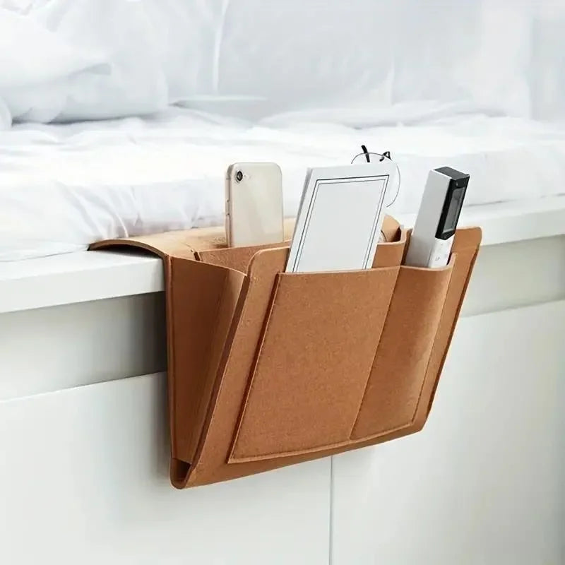 Bedside Hanging Storage Organizer — Phone, Remote, Tissue & Book Holder for Home