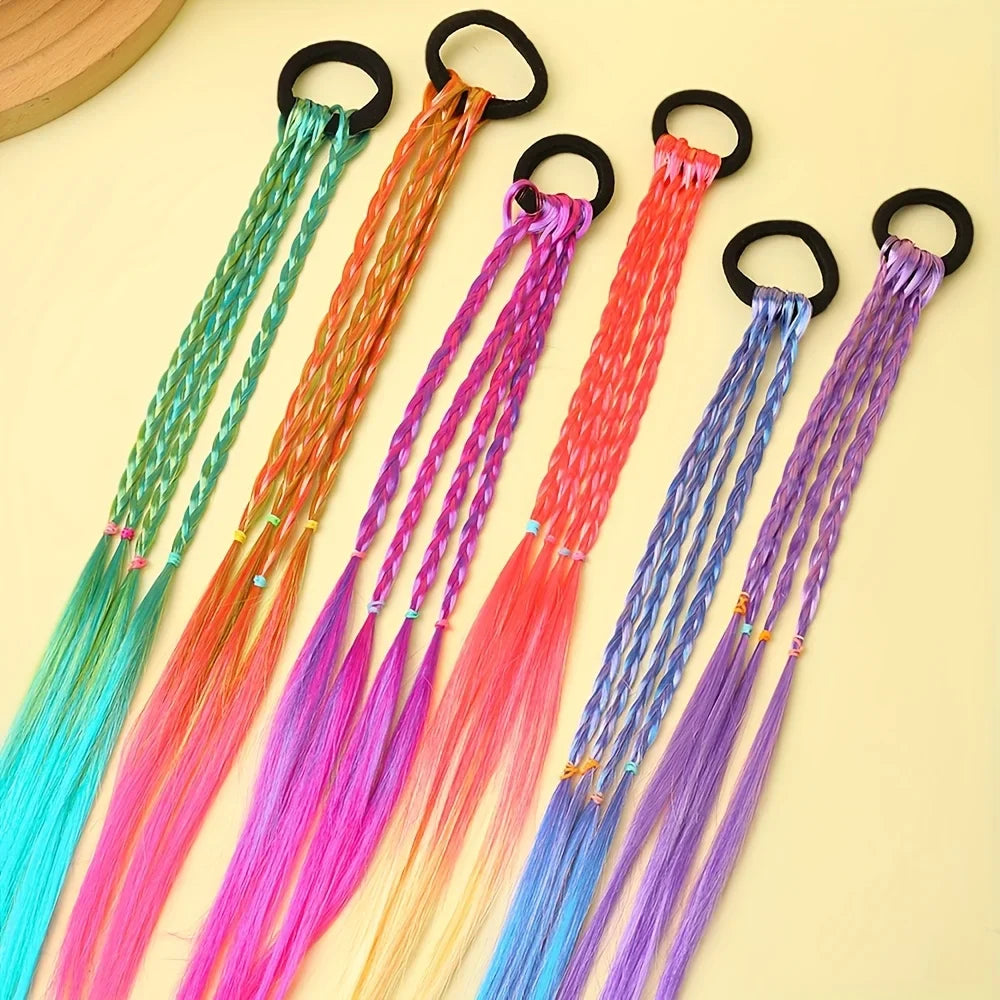 6-Piece Bohemian Wig Braid Hair Ties - Multicolor Sweet Hair Accessories for Girls