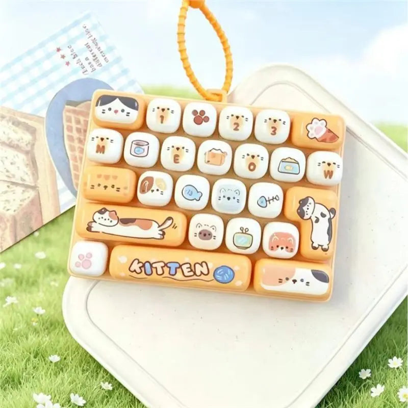 Cartoon Animal Keycap Keychain - 26-Grid Stress Relief Bag & Backpack Accessory