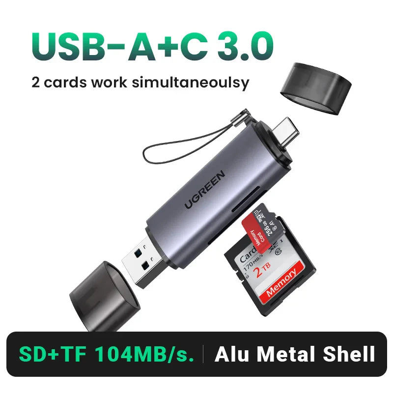 UGREEN USB 3.0 Card Reader – SD/Micro SD/TF Memory Card Adapter for PC & Laptop Accessories