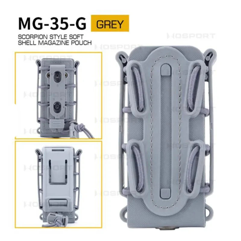 Tactical 9mm Single Magazine Pouch – MOLLE Clip, Quick Release FastMag Holder for P226, Glock 17/19, Beretta M9/PX4, Hunting Gear