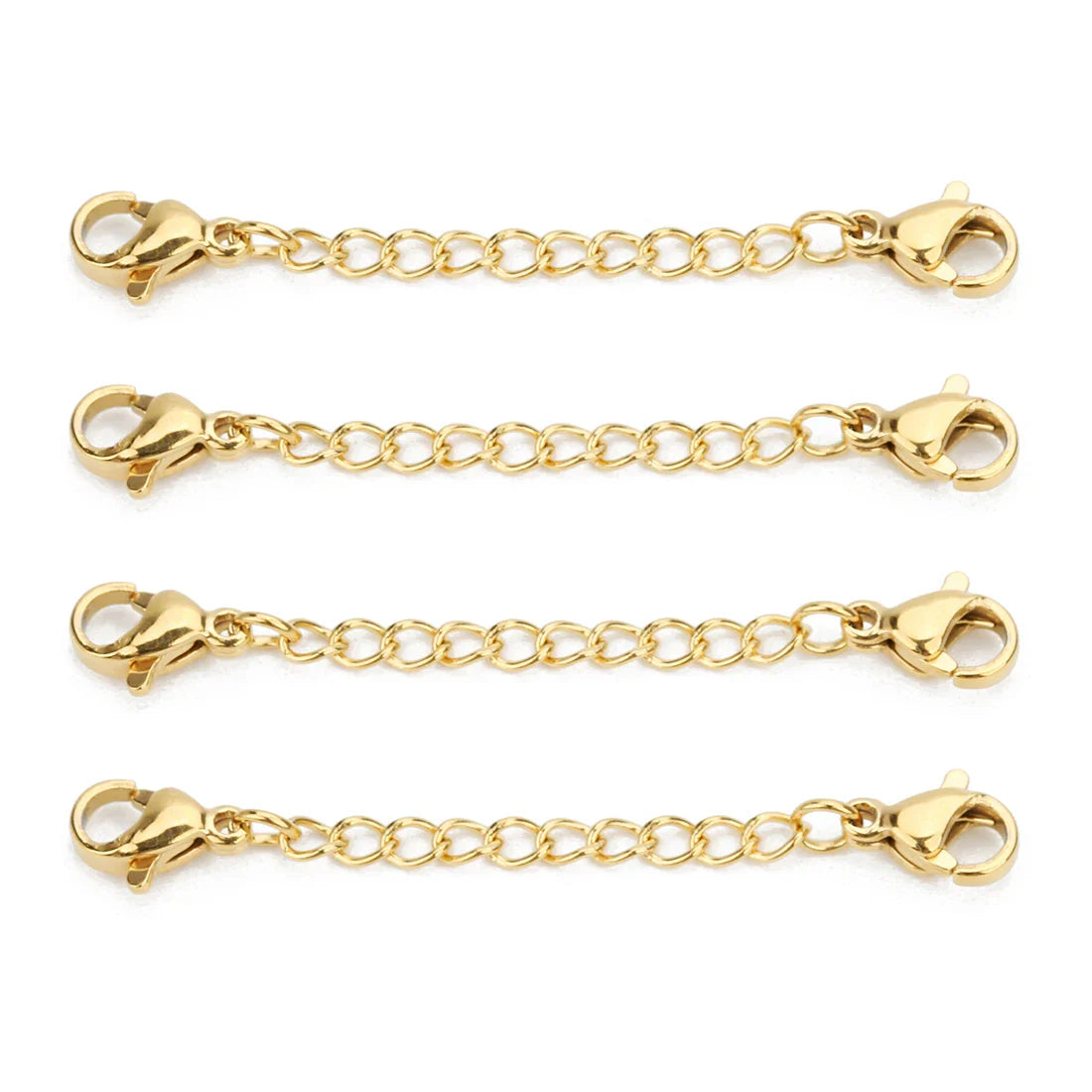 Louleur 5PCS Stainless Steel Necklace Extender Chains – Lobster Clasp Extension Tail Chains for DIY Bracelets & Jewelry