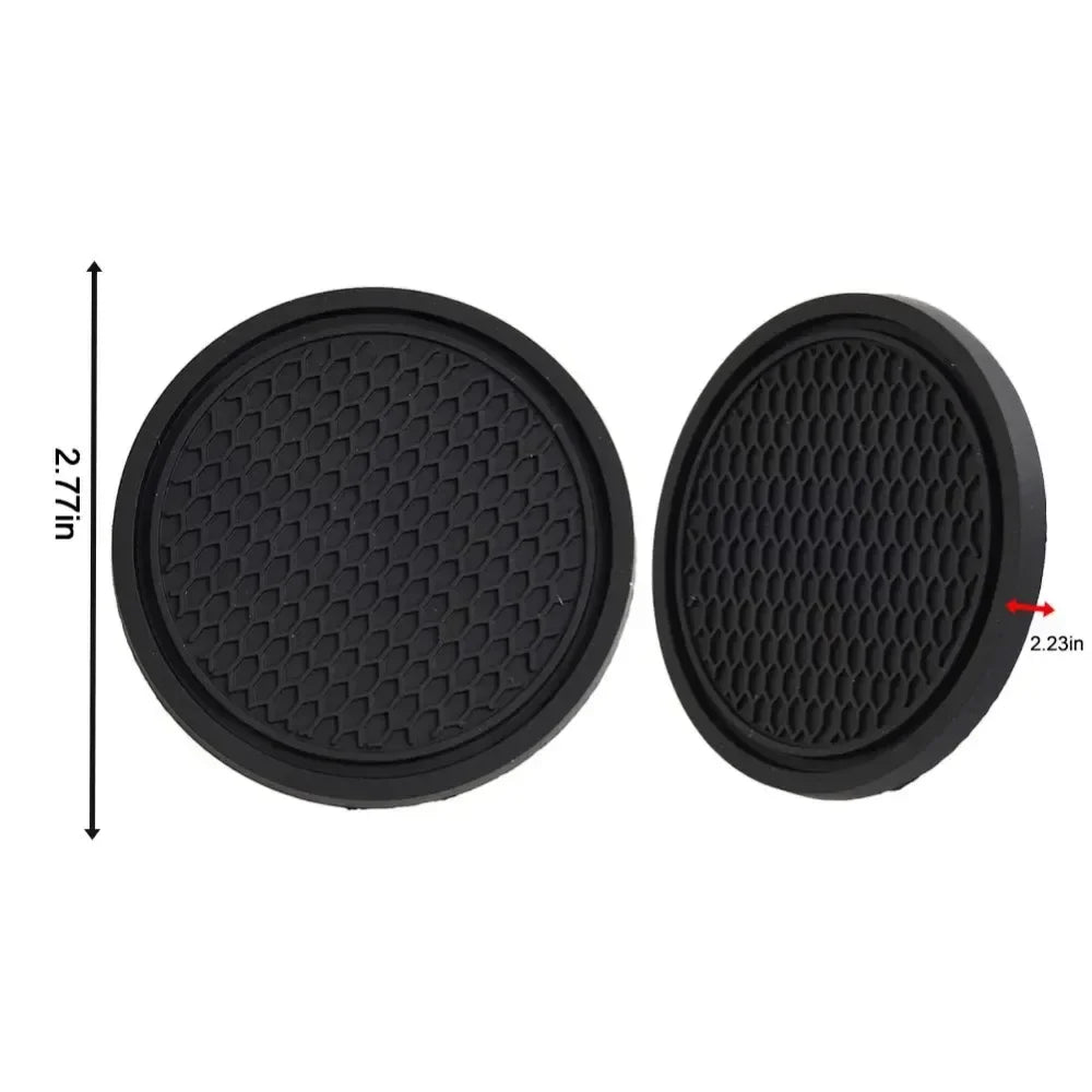 Universal Black Anti-Slip Car Cup Holder Coaster Pads – Interior Accessories for Most Vehicles