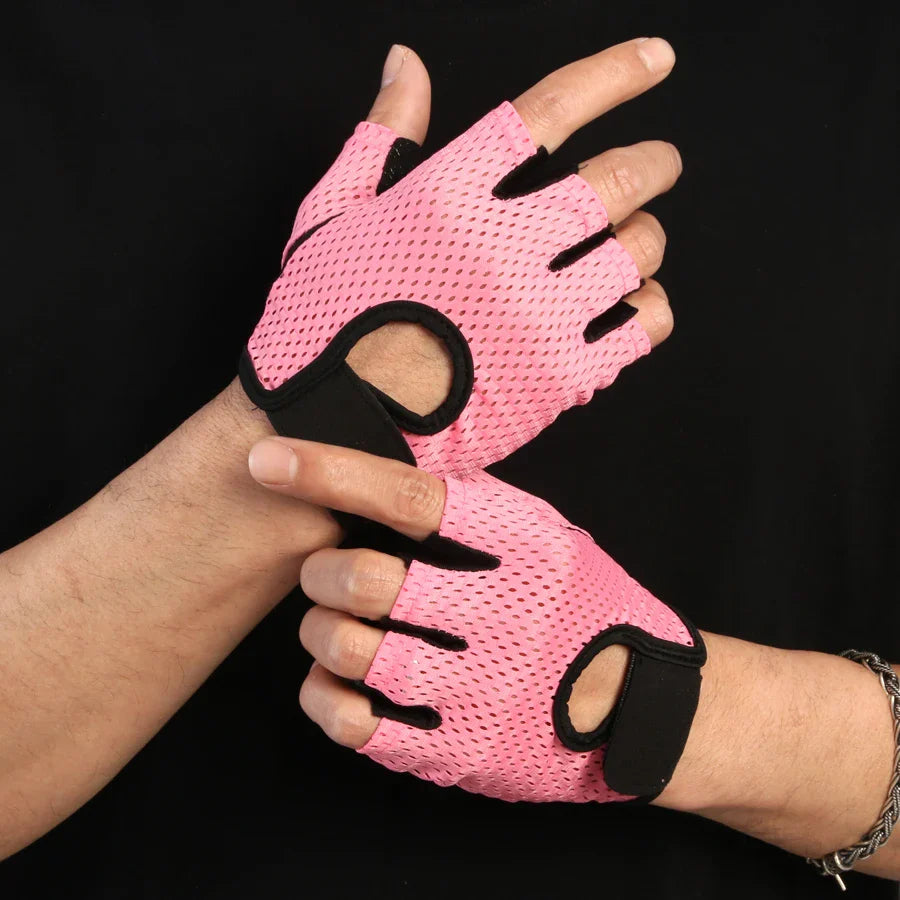 Summer Half-Finger Ice Silk Gloves – Breathable Fingerless Gym & Cycling Gloves with Anti-Slip Pad for Men & Women