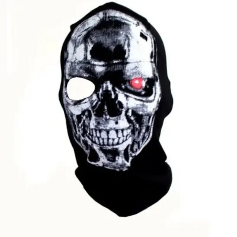 Black Skull Balaclava Mask - Warm Full Face Hood Beanie for Men Outdoor Wear