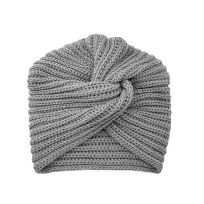 Women's Knitted Turban Hat - Bohemian Cashmere Cross Wrap Indian Wool Bonnet Cap