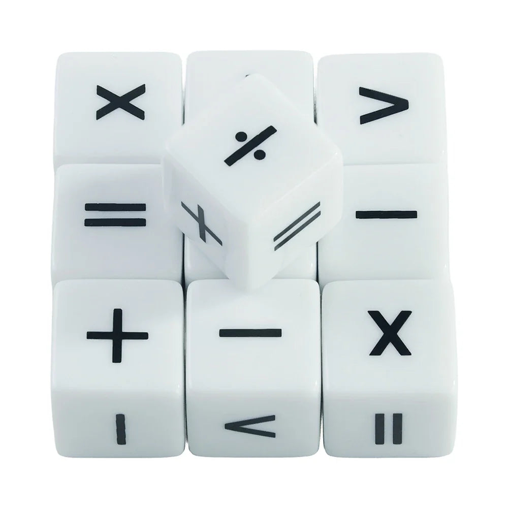 10pcs D6 Dice Counter Set - +1/+1 & -1/-1 Six Sided Dice for Math Teaching, Kids Arithmetic Toys and Card Game Accessories