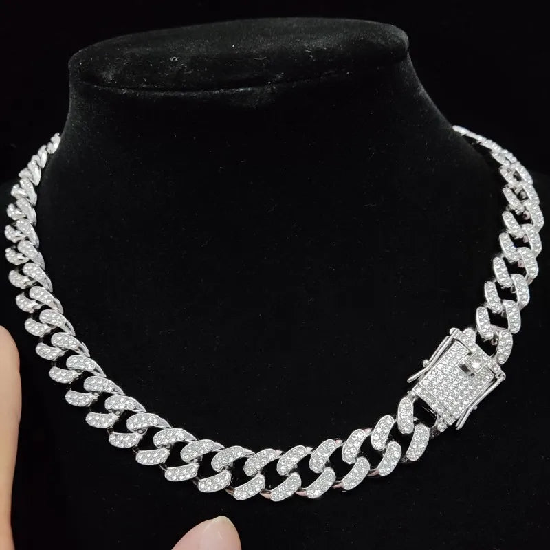 Hip-Hop Iced Out Bling Chain Necklace β 13mm Miami Cuban Chain for Men & Women, High-Quality Fashion Jewelry