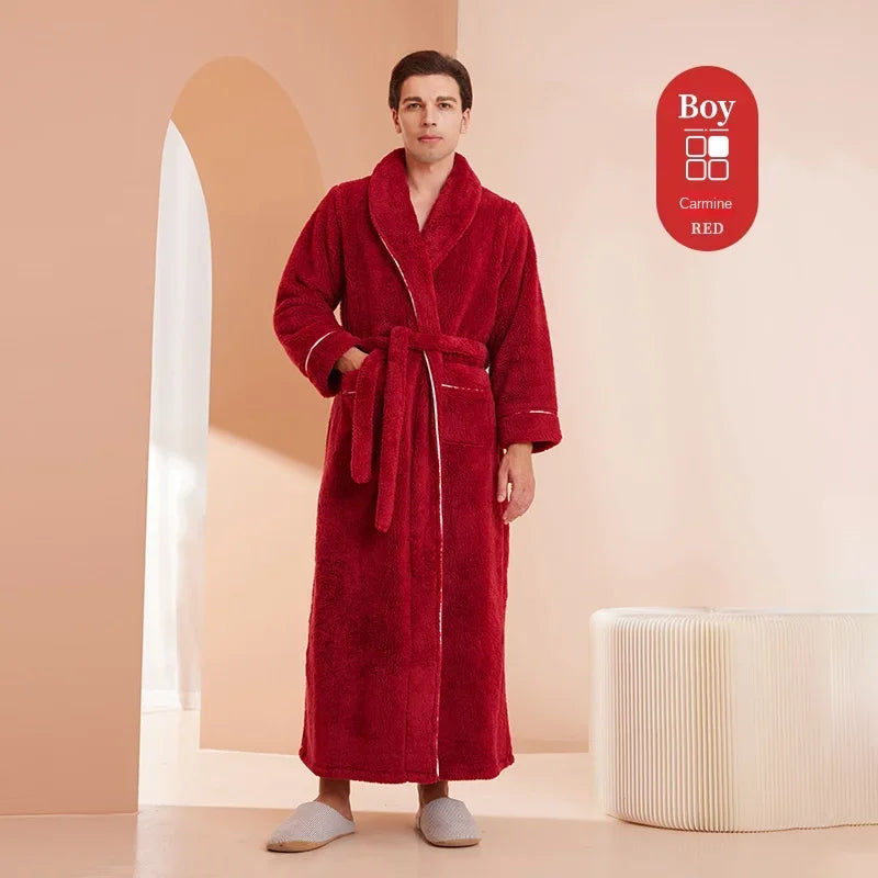 2025 Autumn Winter Cotton Robe – Thick Comfortable Large-Size Bathrobe for Men & Women, Luxury Couple Pajamas