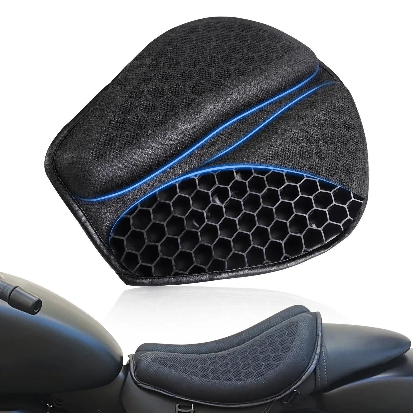 3D Honeycomb Gel Motorcycle Seat Cushion — Anti-Slip, Pressure Relief Ride Pad, Universal Moto Accessory