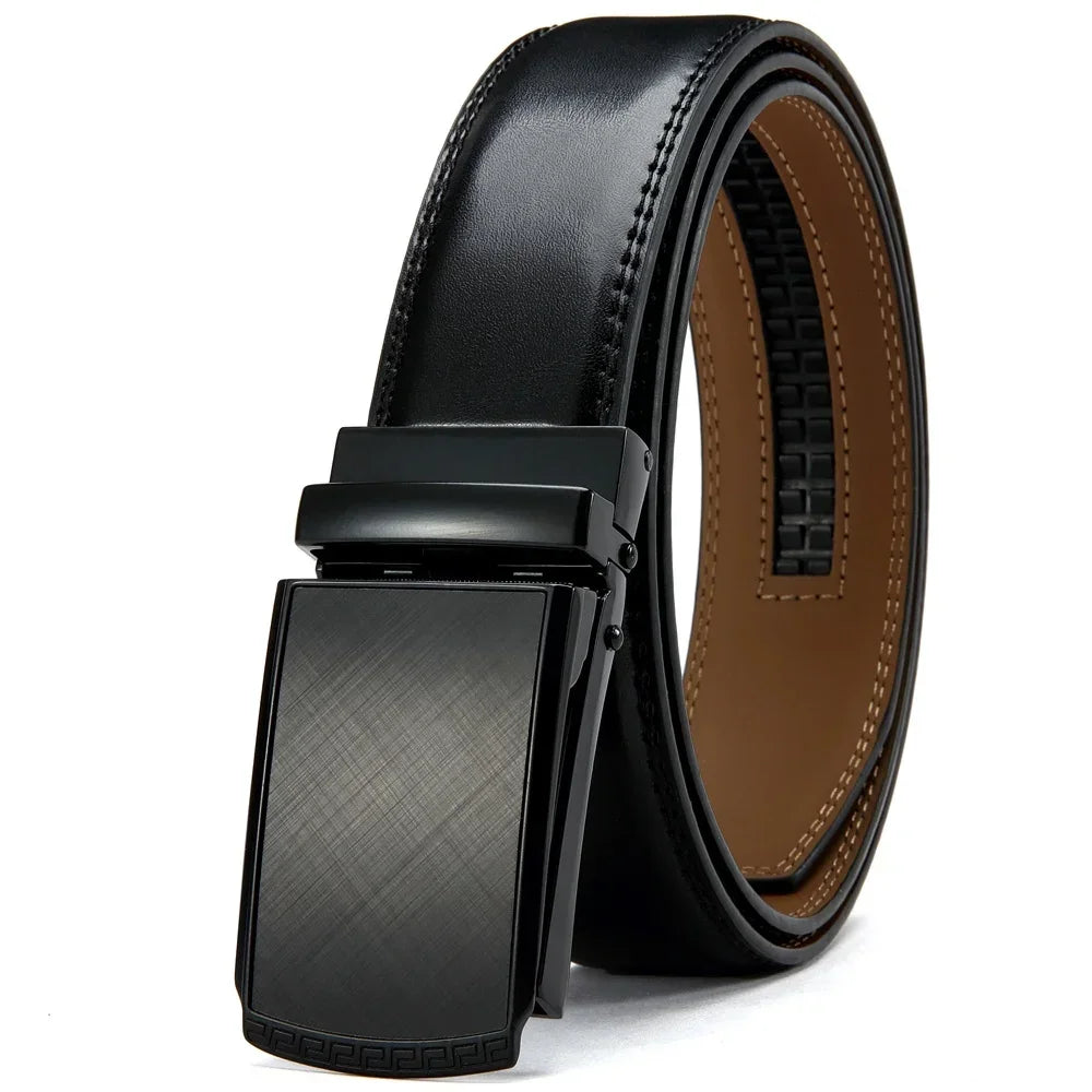 Men’s Luxury Genuine Leather Belt – High-Quality Cowhide with Metal Automatic Alloy Buckle