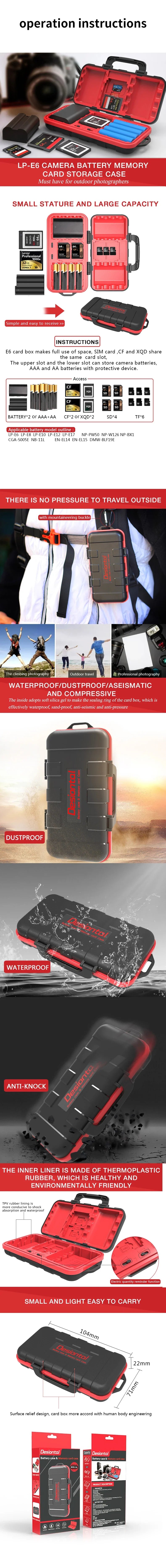 Desiontal E6 CFexpress & SD Card Case – Waterproof, Anti-Drop Memory Card Storage Box for TF & Phone Cards