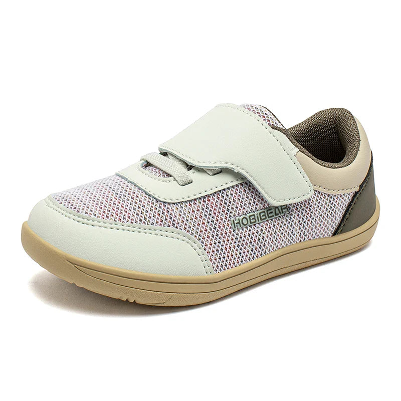 HOBIBEAR Kids Wide Toe Barefoot Shoes – Minimalist Hook & Loop Casual Sneakers, Breathable Zero Drop Shoes