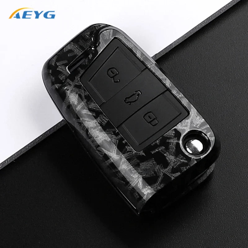 ABS Carbon Fiber Car Key Cover for VW, SEAT & Skoda – Fits Golf 7 MK7, Tiguan MK2, Ateca, Leon FR 2, Ibiza, Octavia