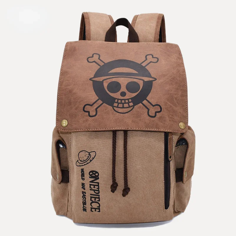 One Piece & Naruto Anime Canvas Backpack — School Shoulder Bag for Primary & Secondary Students, Gift Idea