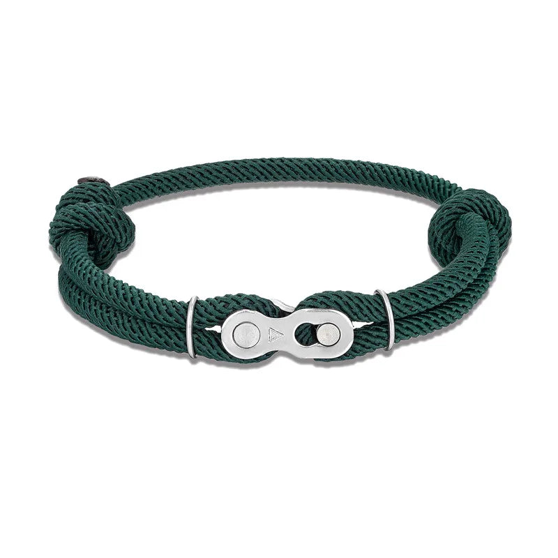 MKENDN Men’s Punk Bicycle Chain Rope Bracelet — Adjustable Nautical / Mountain Bike Magic Buckle