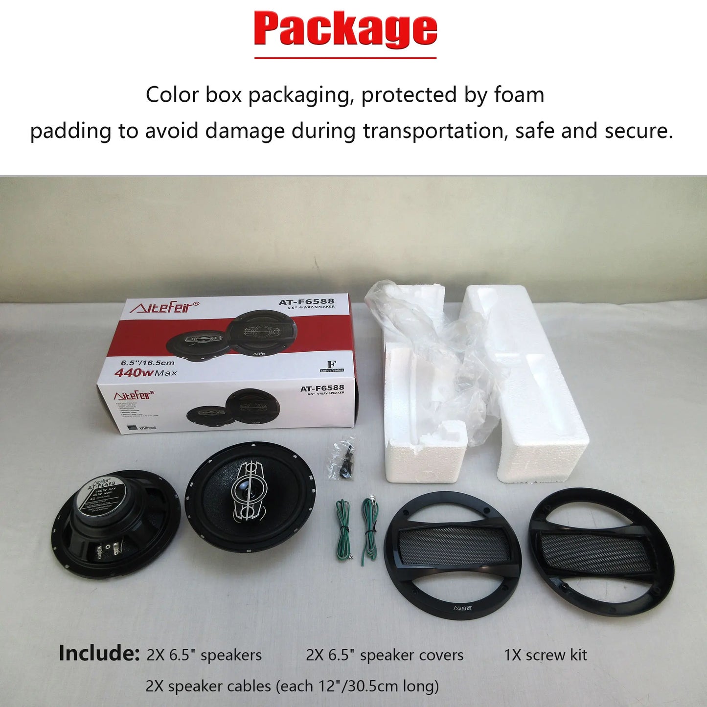 6.5 Inch 880W 4-Way Universal Car Coaxial Speakers - Full Range HiFi Stereo with Non-Destructive Installation